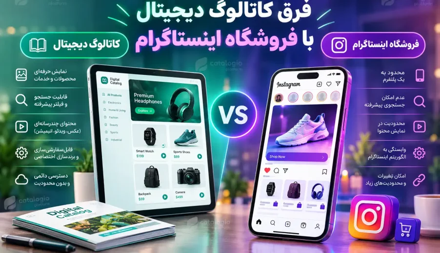 فرق کاتالوگ دیجیتال با فروشگاه اینستاگرام چیه؟ کدوم برای کسب‌وکار شما بهتره؟